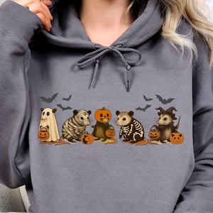 Opossum Halloween Hoodie Funny Opossum Feral Halloween Hoodie Opossum Lover Gifts Unisex Retro Possum Halloween Sweater Spooky Season
