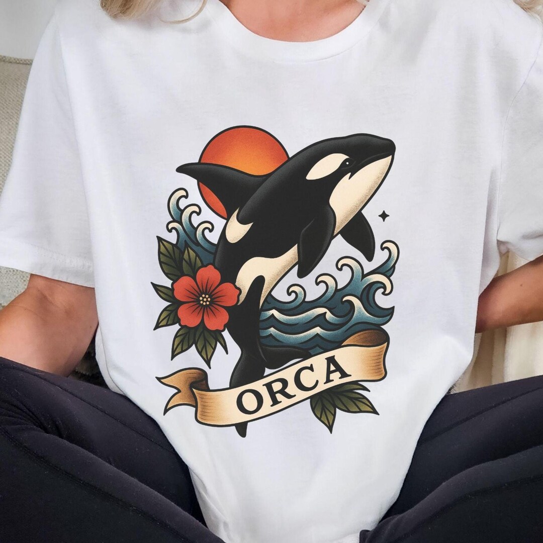 Orca Shirt, Orca Tattoo Shirt, Traditional Flash Orca Tee, Vintage ...