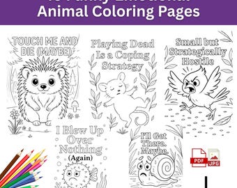 Funny Emotional Animal Coloring Pages – 45 Hilarious Printable Coloring Sheets for Chaos, Self-Care & Mental Health Humor