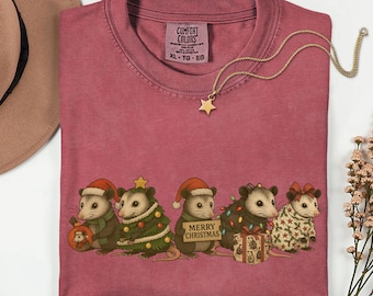 Opossum jultröja, rolig opossum-tröja, glada opossum-helggåvor söt jul unisex-t-shirt vintage retro opossum jultröjor