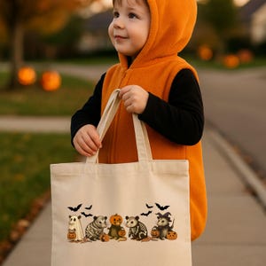 Opossum Halloween Trick-or-treat Bag Tote Funny Opossum Feral Halloween bag Opossum Lover Halloween Possum Halloween Spooky Season 15x16