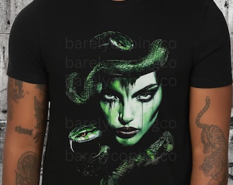 Medusa-tröja, streetwear-grafik-tröja, grekisk mytologi-tröja, gotisk Halloween-Medusa-t-shirt, ormhuvudtröja, unisex läskig säsong