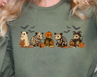 Opossum Halloween Sweatshirt Funny Opossum Feral Halloween Sweater Opossum Lover Gifts Unisex Retro Possum Halloween Sweater spooky season