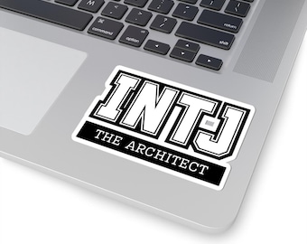 INTJ Sticker Black - The Architect MBTI Personality Type Decal, Black & White Laptop Sticker, Myers Briggs Gift, INTJ gift
