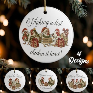 Adorno navideño para amantes de las gallinas, adorno de granja, adorno navideño divertido de gallina, adorno de gallina de granja
