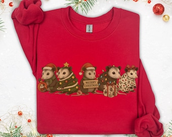 Opossum Christmas Sweatshirt Funny Opossum Feral Christmas Sweater Opossum Lover Gifts Unisex Retro Possum Christmas Sweater Xmas Opossum