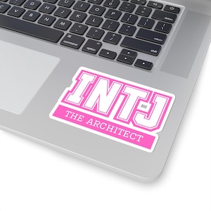 INTJ Vinyl Sticker Pink - The Architect MBTI Personality Type Decal, Black & White Laptop Sticker, Myers Briggs Gift, INTJ gift