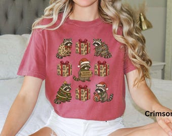 Tvättbjörn jultröja, rolig tvättbjörnströja, glad tvättbjörnshelggåvor söt jul unisex t-shirt vintage retro tvättbjörn jultröja