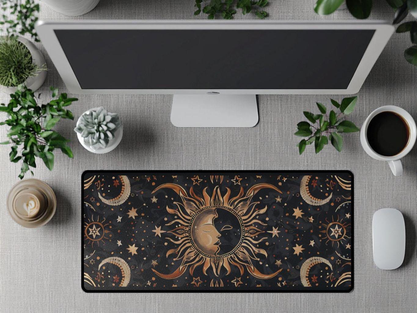 Celestial Mouse Pad, Sun & Moon Desk Mat, Vintage Astrology-Inspired Desk Mat, Whimsigoth, Fairy Grunge deskmat Witchy stuff, witch decor