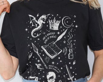 Camiseta de amante de los libros de fantasía, camiseta de garabatos de libros, camiseta de garabatos de verano para chica de libros, amante de los libros, solo un libro más, camiseta de libro de dragón, camiseta de libro lindo