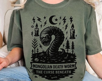Mongolian Death Worm Shirt, Unisex Cryptid shirt, Occult Creature Shirt, folklore fairy grunge shirt, Sandworm shirt, horror tee, goth shirt