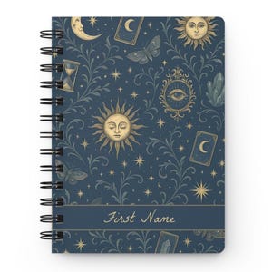 Custom Celestial Journal, Personalized journal, Witchy stuff, Mystical Sun & Moon, Tarot Witchy Moth Journal, Personalized Astrology Gift