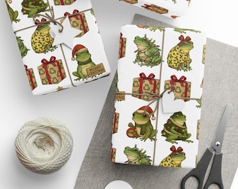 Frog Wrapping Paper Roll, Festive Animal Gift Wrap, Eco-Friendly Gift Wrap for Holidays, Christmas, Gift for Frog lover gift Toad wrap
