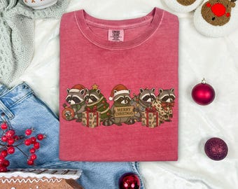 Tvättbjörn jultröja, rolig tvättbjörnströja, glad tvättbjörnshelggåvor söt jul unisex t-shirt vintage retro tvättbjörn jultröja