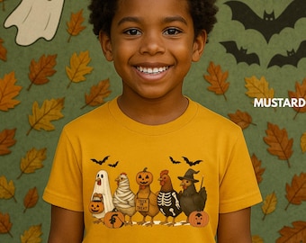 Kyckling Halloween Ungdomströja Rolig Kyckling Vild Halloween Kycklingälskare Gåvor Kyckling eller godis Unisex Kyckling Halloween T-shirts Spooky Season