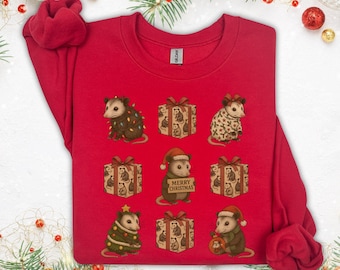 Opossum Christmas Sweatshirt Funny Opossum Feral Christmas Sweater Opossum Lover Gifts Unisex Retro Possum Christmas Sweater Xmas Opossum