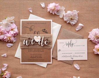 rustic wedding invitation etsy