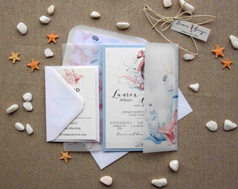 Beach Wedding Invitation Etsy