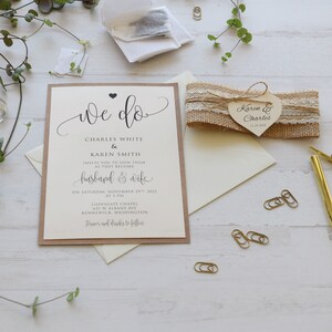Burlap and Lace Wedding Invitation Kit, Simple Wedding Invite, Semi-Custom Invite, Unique Wedding Invite, Rustic Fall Wedding Invitations image 9