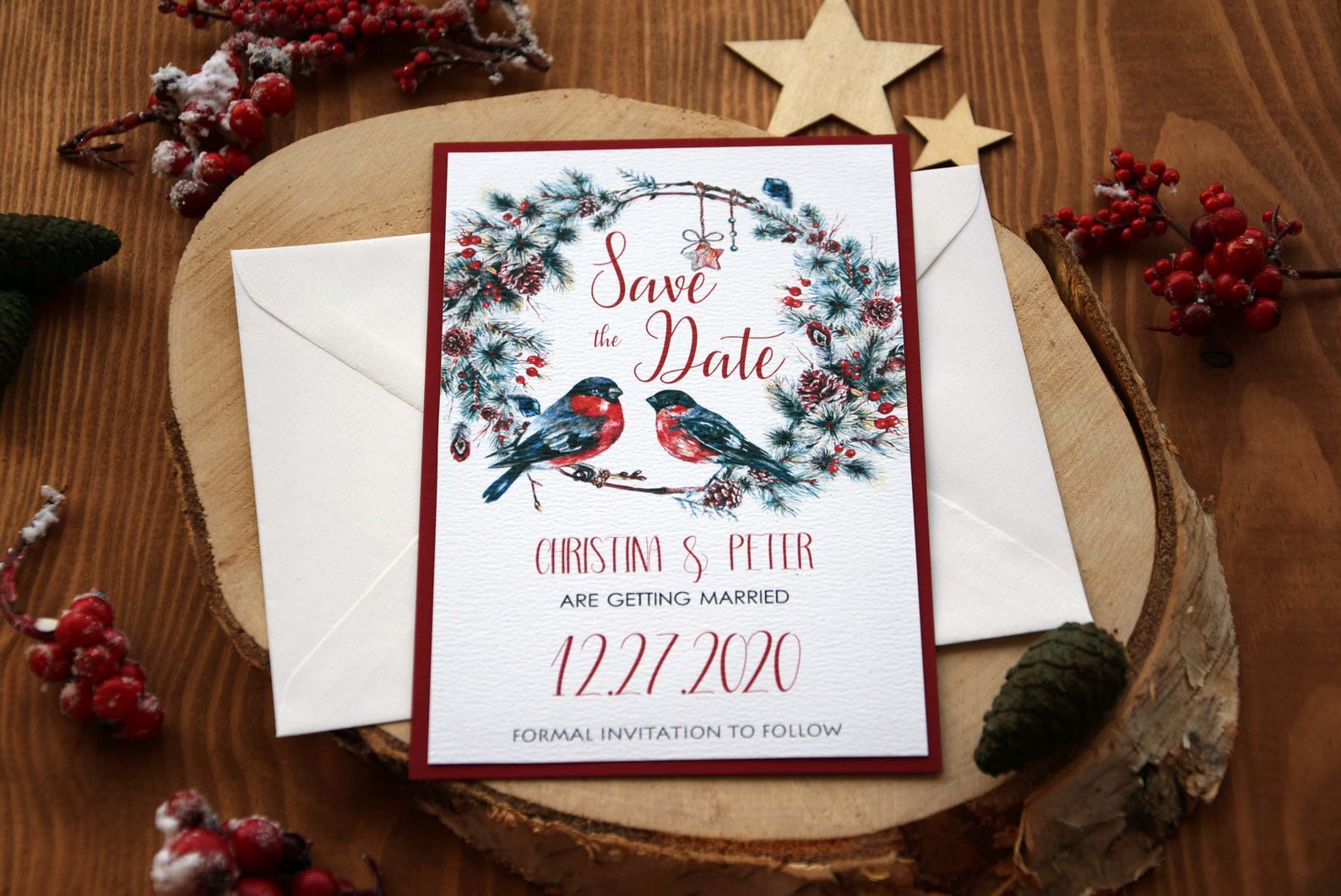 Christmas Wedding Save the Date Cards Winter Custom Save the - Etsy