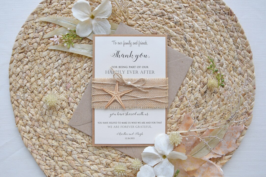 Beach Wedding Thank You Cards, Wedding Thank You Notes, Unique Thank ...
