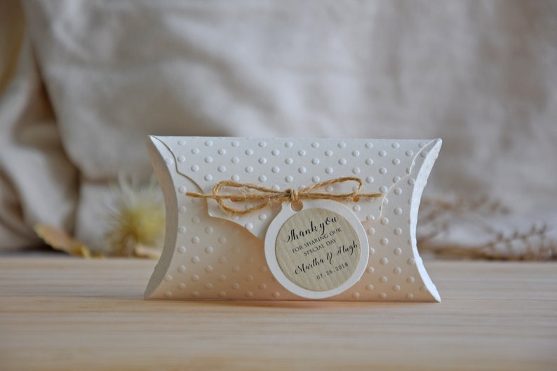 Pack of 10 Ivory Wedding favor boxes, Party Favor Boxes, Embossed Party favor boxes, Shower Favors, Shower Pillow box, Unique Party Favors image 6