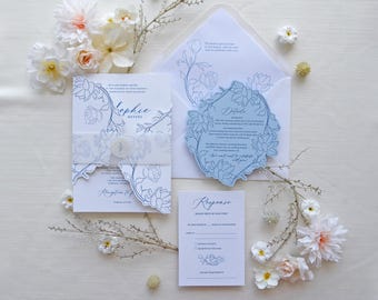 Petal Promise Wedding Invitation Suite, Minimalist Invitation Suite, Personalized Wedding Invitation Elegant with rsvp, Unique & Romantic