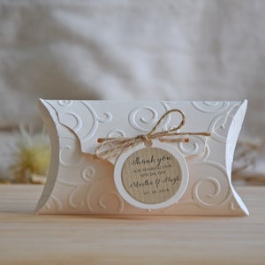 Pack of 10 Ivory Wedding favor boxes, Party Favor Boxes, Embossed Party favor boxes, Shower Favors, Shower Pillow box, Unique Party Favors image 5