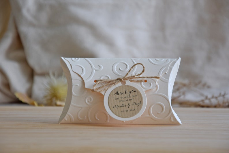 Pack of 10 Ivory Wedding favor boxes, Party Favor Boxes, Embossed Party favor boxes, Shower Favors, Shower Pillow box, Unique Party Favors image 5