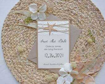 Beach Wedding Save The Date Cards, Personalized Save The Date Cards, Unusual and Creative Save the Date Personalized for Weddings or Events