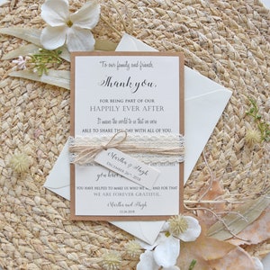 Cartes de remerciement de mariage en dentelle