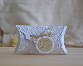 Pack of 10 White Fancy Pillow Box, Favor Box, Pillow Box Wedding, Favor box, Party favor box, Wedding Pillow, Boxes White boxes with shimmer
