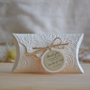 Pack of 10 Ivory Wedding favor boxes, Party Favor Boxes, Embossed Party favor boxes, Shower Favors, Shower Pillow box, Unique Party Favors image 1