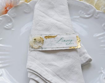 Everbloom Place Card, Wax Seal Edition - Unique Place Card with deckled edges for Events, Handmade Place Cards, Place Cards Sage Wax Seal