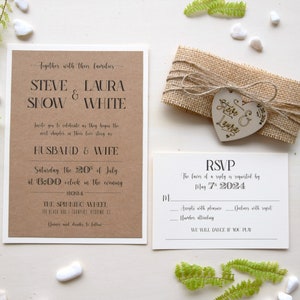 Gepersonaliseerde rustieke huwelijksuitnodigingen, semi-aangepaste houten huwelijksuitnodigingen, unieke en ongebruikelijke rustieke huwelijksuitnodiging met rsvp