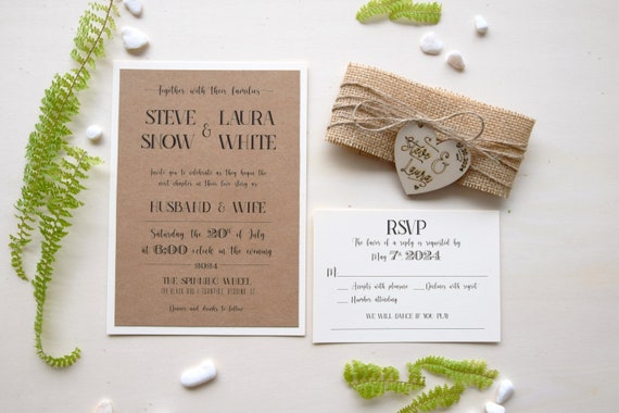 Personalized Rustic Wedding Invitations Semi Custom Wood Wedding
