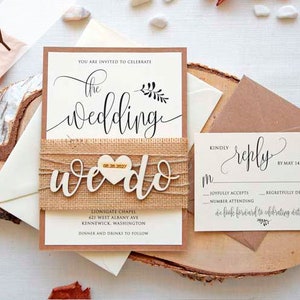 DIY Rustic We Do Wedding Invitations, Country DIY Wedding Invites, Semi-Custom DIY Wedding Invitations, Elegant and Creative Wedding Invites