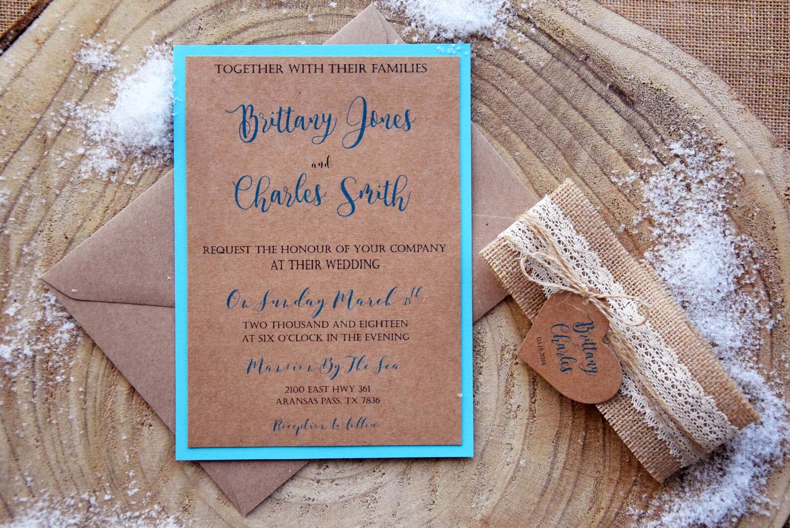 Turquoise Wedding Invitation Destination Wedding Invitation | Etsy