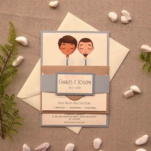 Same-Sex Wedding Invitations, Custom Portrait Wedding Invitations, Couple Marriage Invitations, Personalized Portrait Invites image 5