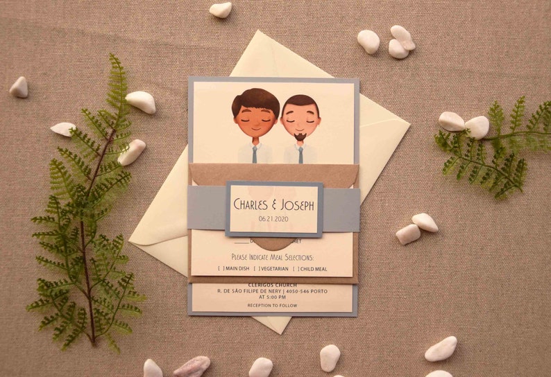 Same-Sex Wedding Invitations, Custom Portrait Wedding Invitations, Couple Marriage Invitations, Personalized Portrait Invites image 5