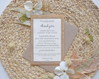 Wedding Thank You Cards, Rustic Wedding Thank You Card, Thank You Card Bridal Shower, Thank You Card Personalized, Thank You Notes