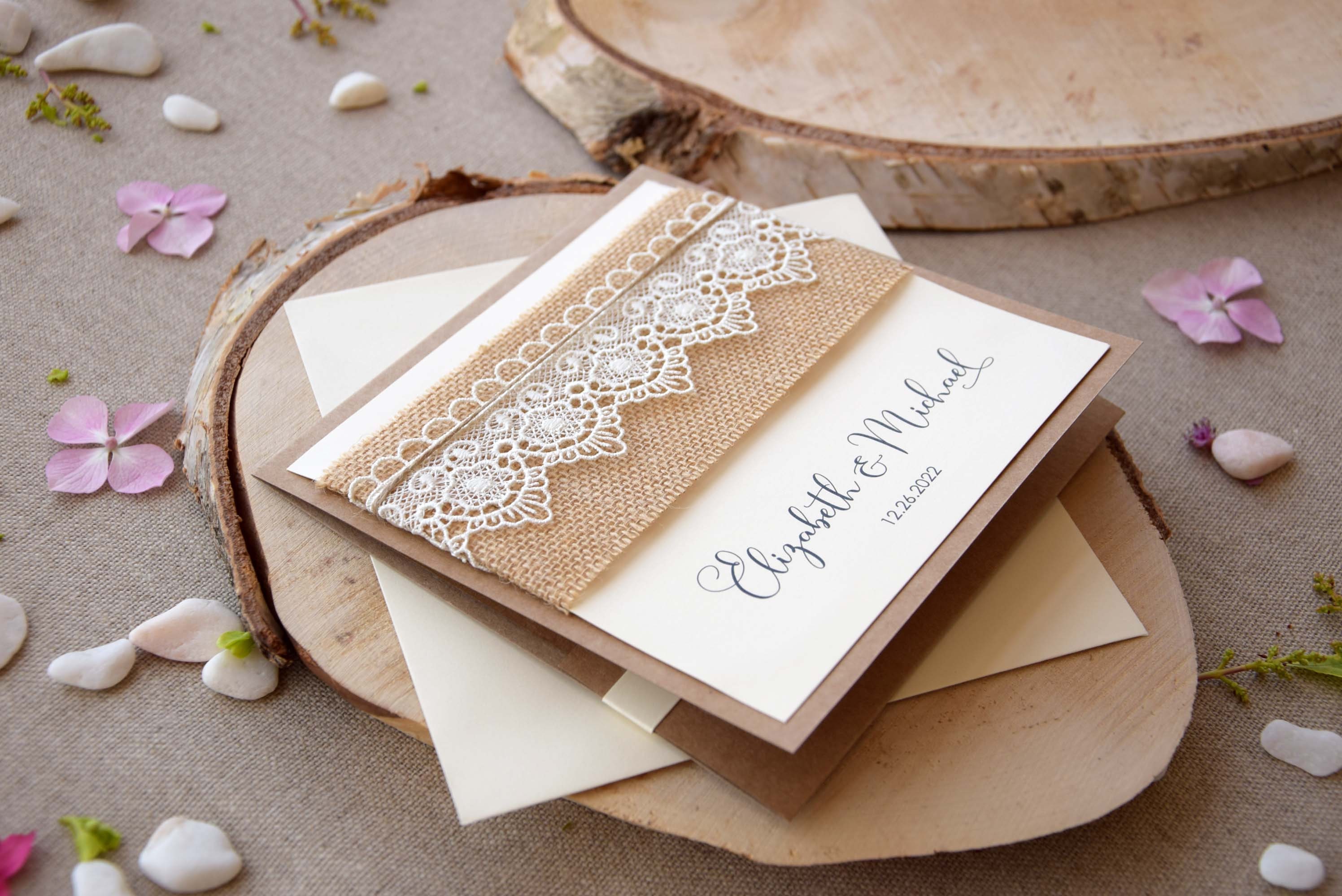 Burlap and Lace Wedding Invitations, Eco Friendly Wedding Invitations,  Pocketfold Wedding Invitations, Rustic Lace Wedding Invites - Etsy, image size:2992x2000