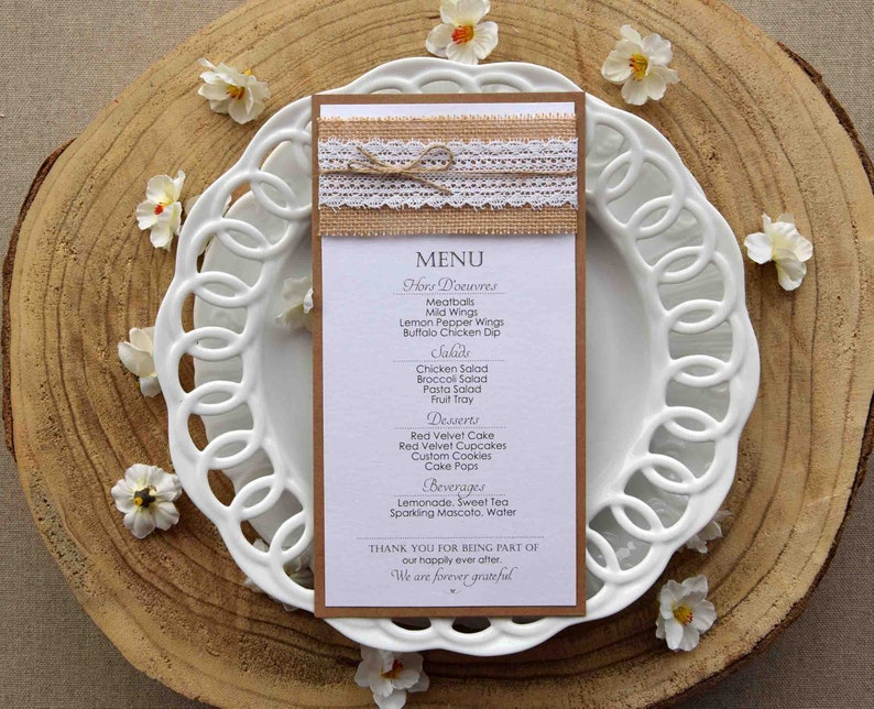 Rustic Wedding Dinner Menu, Wedding Dinner Menu, Wedding Menu, Bridal ...