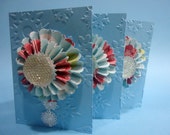 Christmas Card "Merry Christmas" in blue tones with 3D rosettes. Christmas card handmade with Merry Christmas