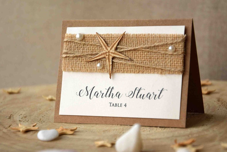 Beach Wedding Place Cards Name Place Cards For Weddings Beach Etsy