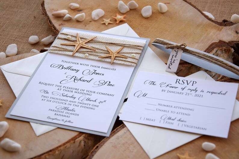 Custom Invitations Burlap Wedding Invitations Beach Wedding Etsy