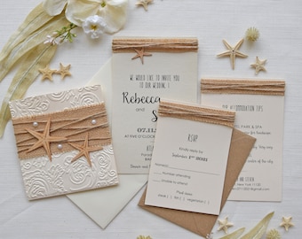 Personalized Beach Wedding Invitation Suite, Destination Wedding Invitations with RSVP Cards, Rustic Invitations, Wedding Invitations Unique