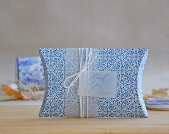 Pack of 10 Portuguese Tile Large Favor Boxes, Blue Favor Boxes, Party Tile Favor Boxes, Shower Favor, Shower Pillow Box, Unique Favor Boxes