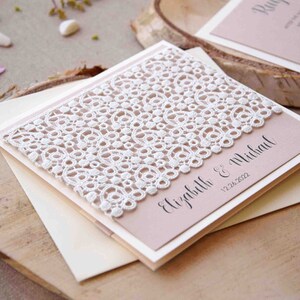 Ivory Lace Wedding Invitations, Custom Invitations, Personalized Marriage Invitations, Pocket Wedding Invitation Set, Elegant Wedding Invite