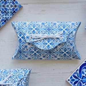 Pack of 10 Portuguese Tile Favor Boxes, Blue Favor Boxes, Party tile Favor Boxes, Shower Favor, Shower Pillow box, Unique Party Favor Boxes image 1